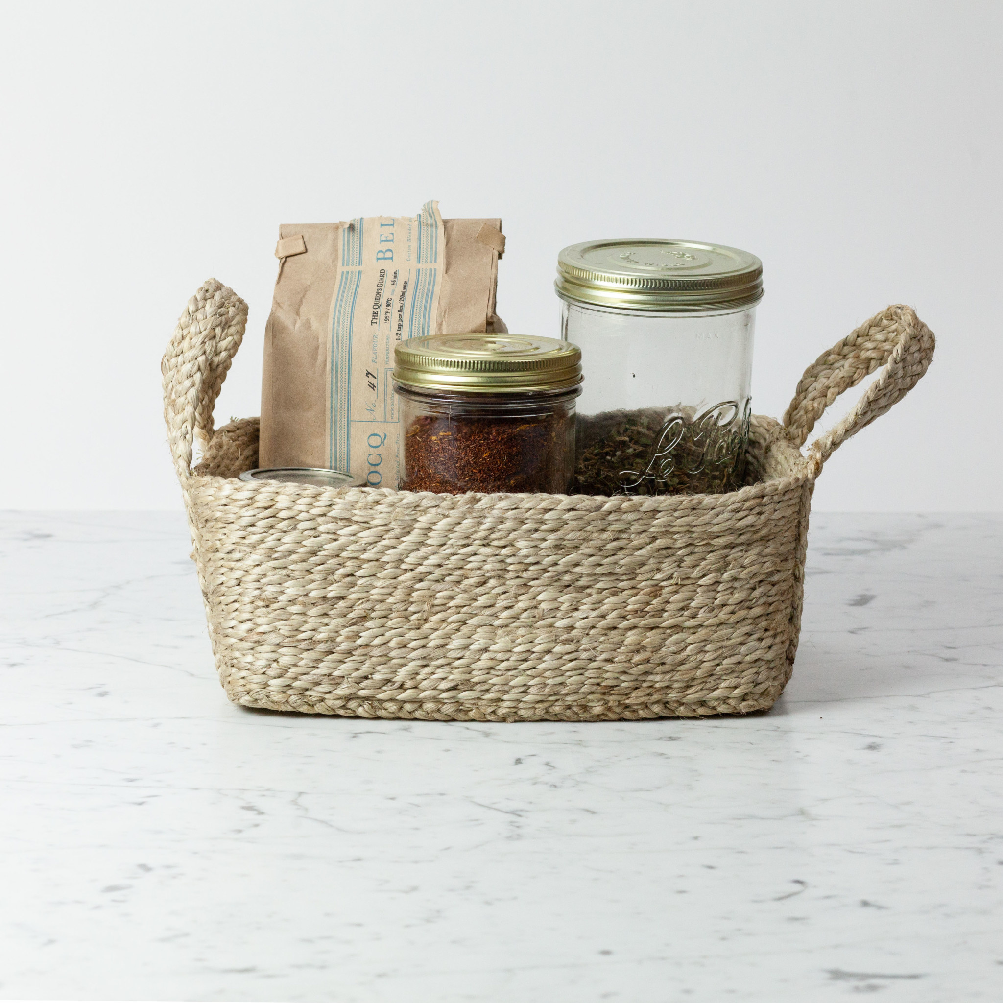 Natural Jute Rectangular Storage Basket with Handles 12 x 8 x 5