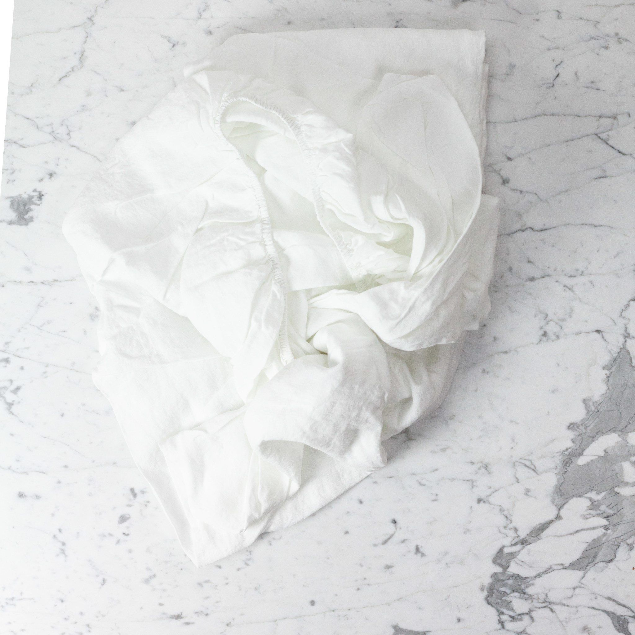 Linen Fitted Sheet - Queen - White