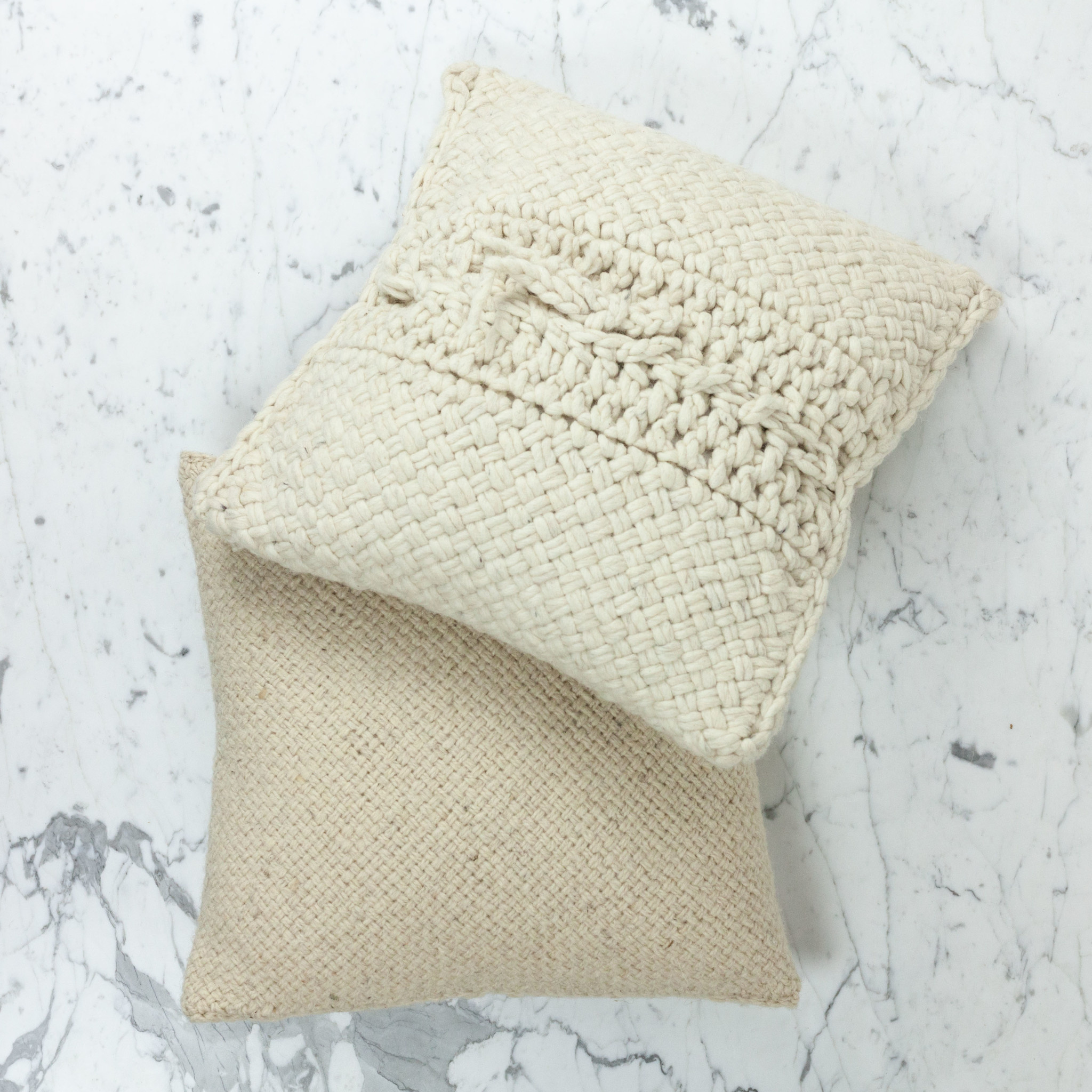 15 Handwoven Loro Pillow With Down Insert Natural Wool Cream