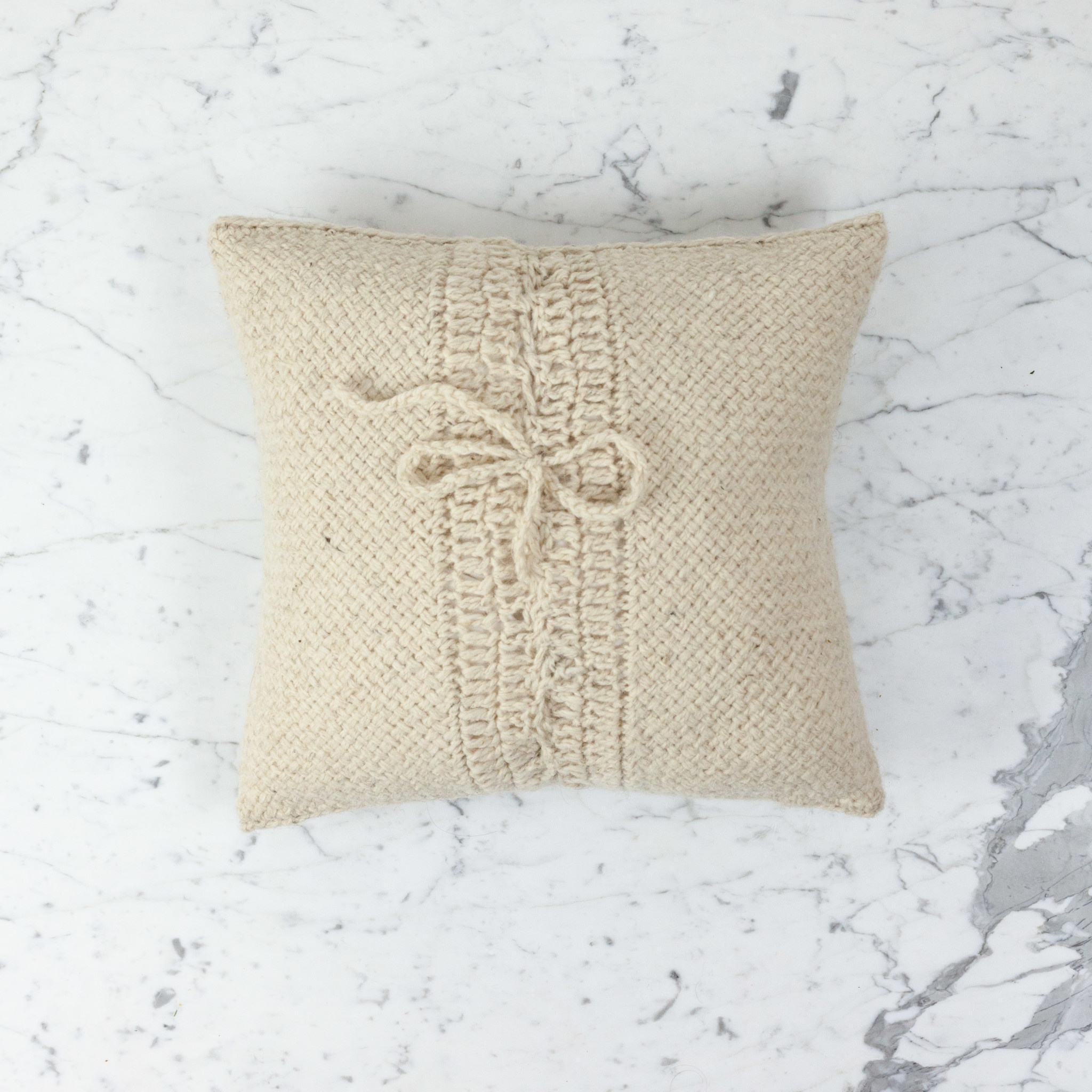 15 Handwoven Loro Pillow With Down Insert Natural Wool Cream