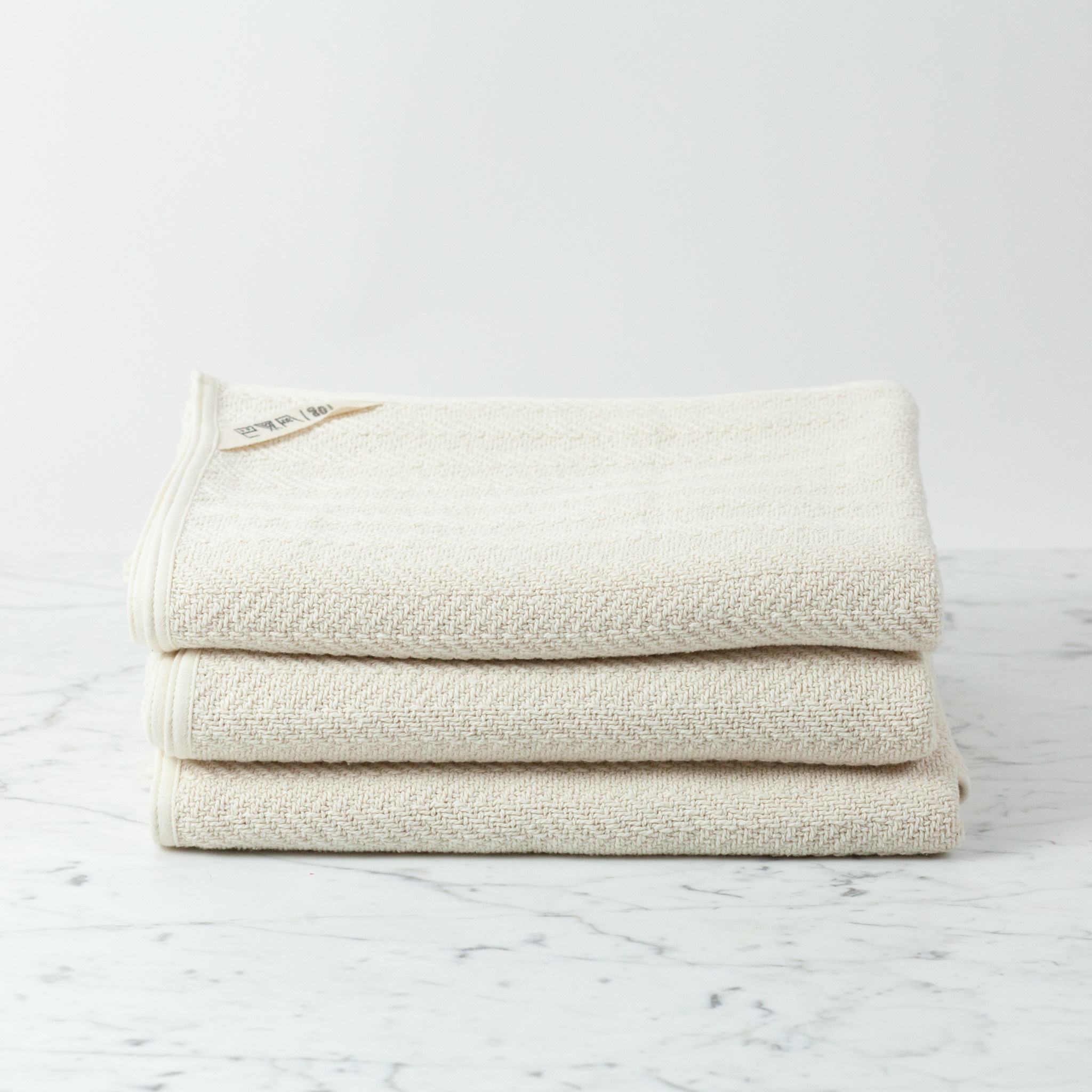 Herringbone Cotton Bath Towel - Large - Cream