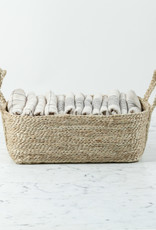 Natural Jute Short Rectangular Storage Basket with Handles - 12" x 7" x 5"