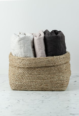 Natural Jute Simple Fold Over Top Rectangular Storage Basket - 13" x 9" x 9"