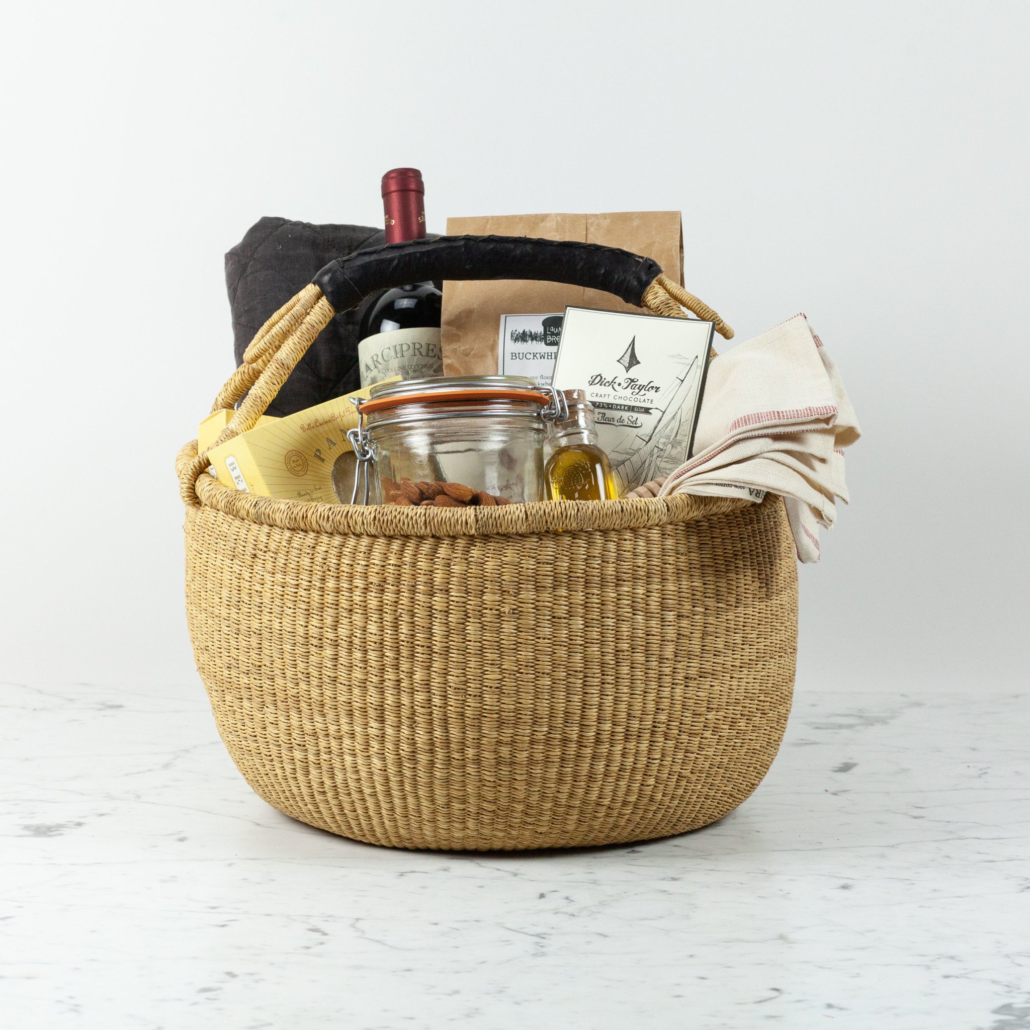 Natural Woven Grass Floor Basket - Medium - The Foundry Home Goods