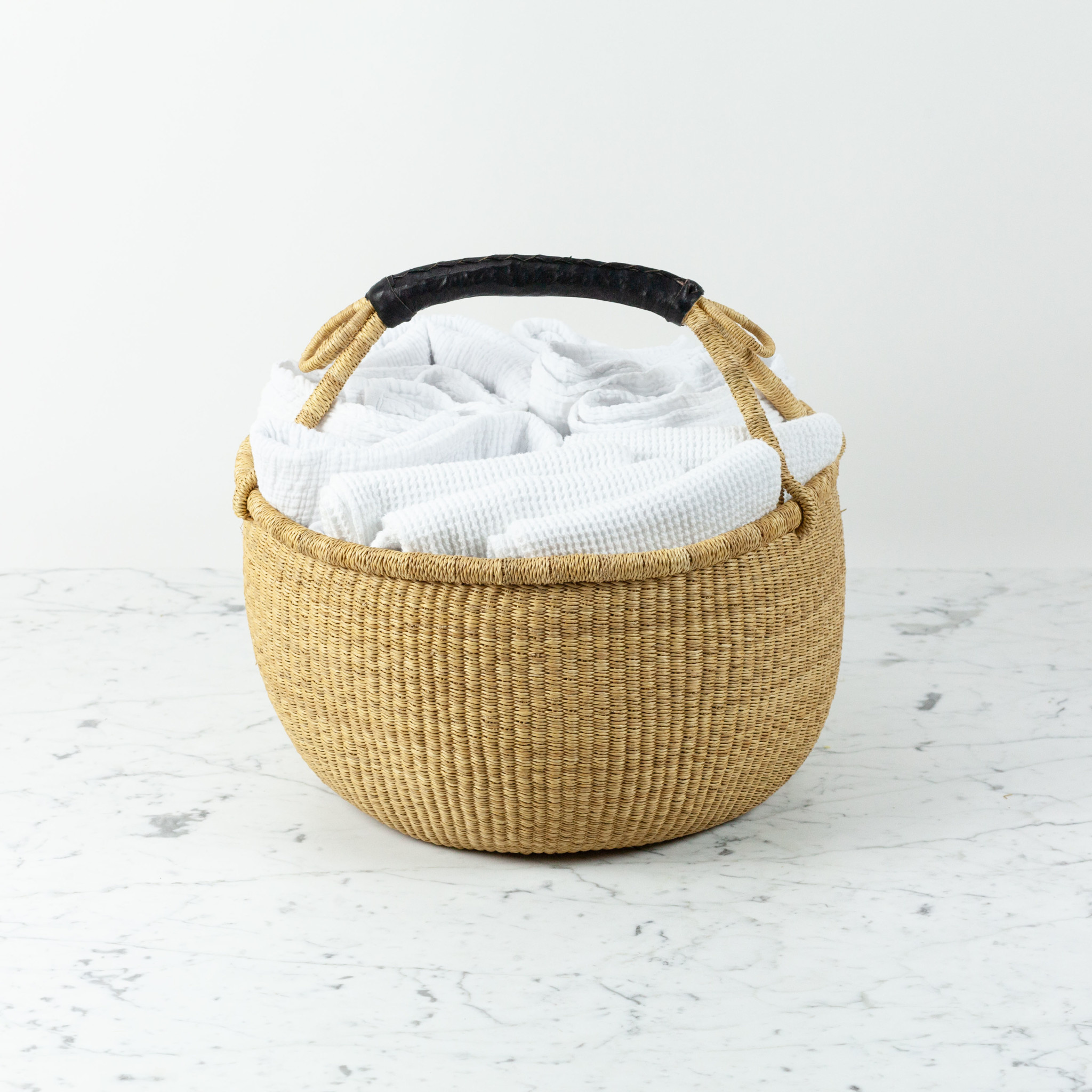 Bolga Baskets Natural Grass Bolga Shopper Basket with Handle - 15" x 18"