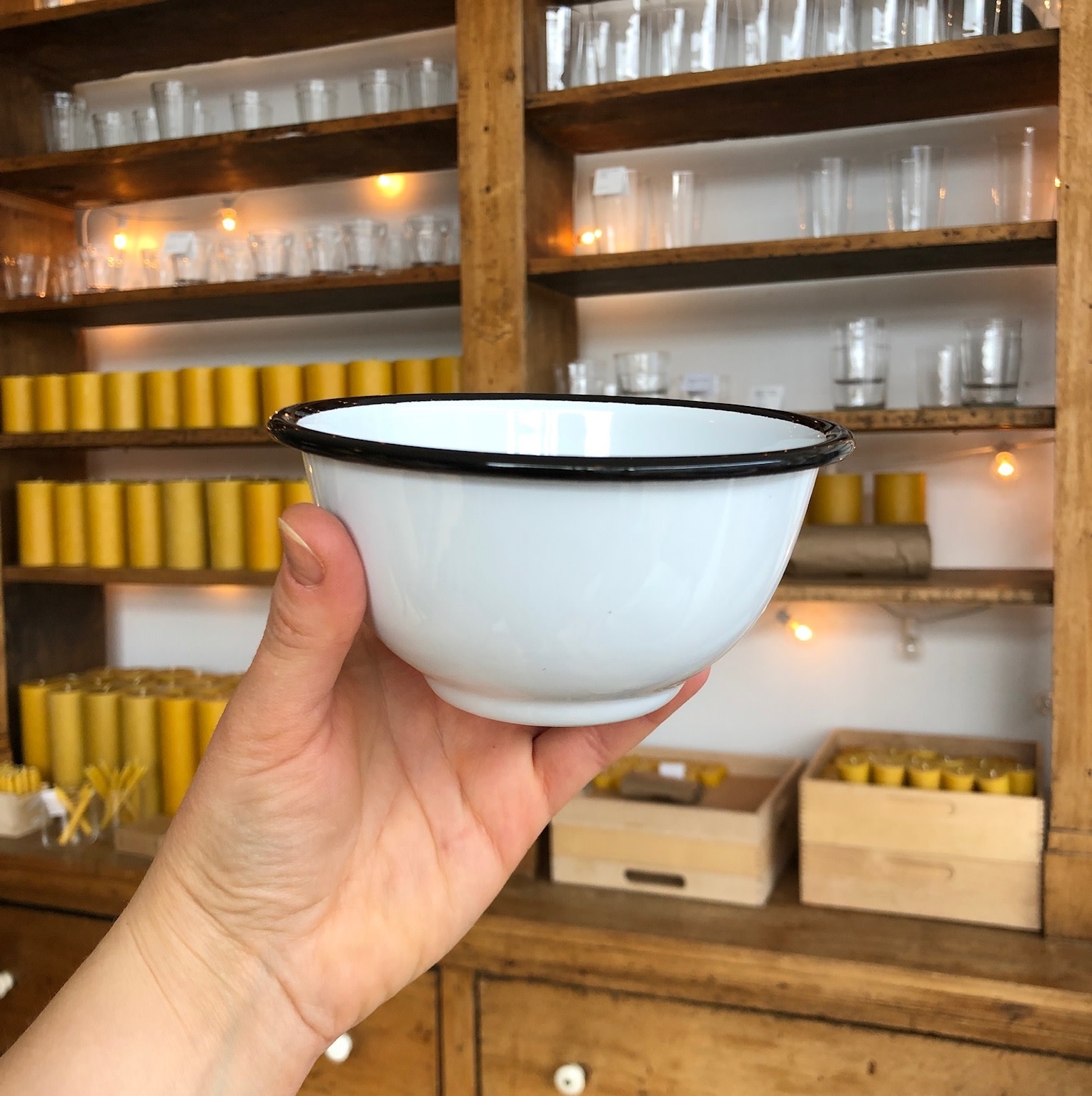 Black + White Enamel Bowl - 5.5" - 16oz