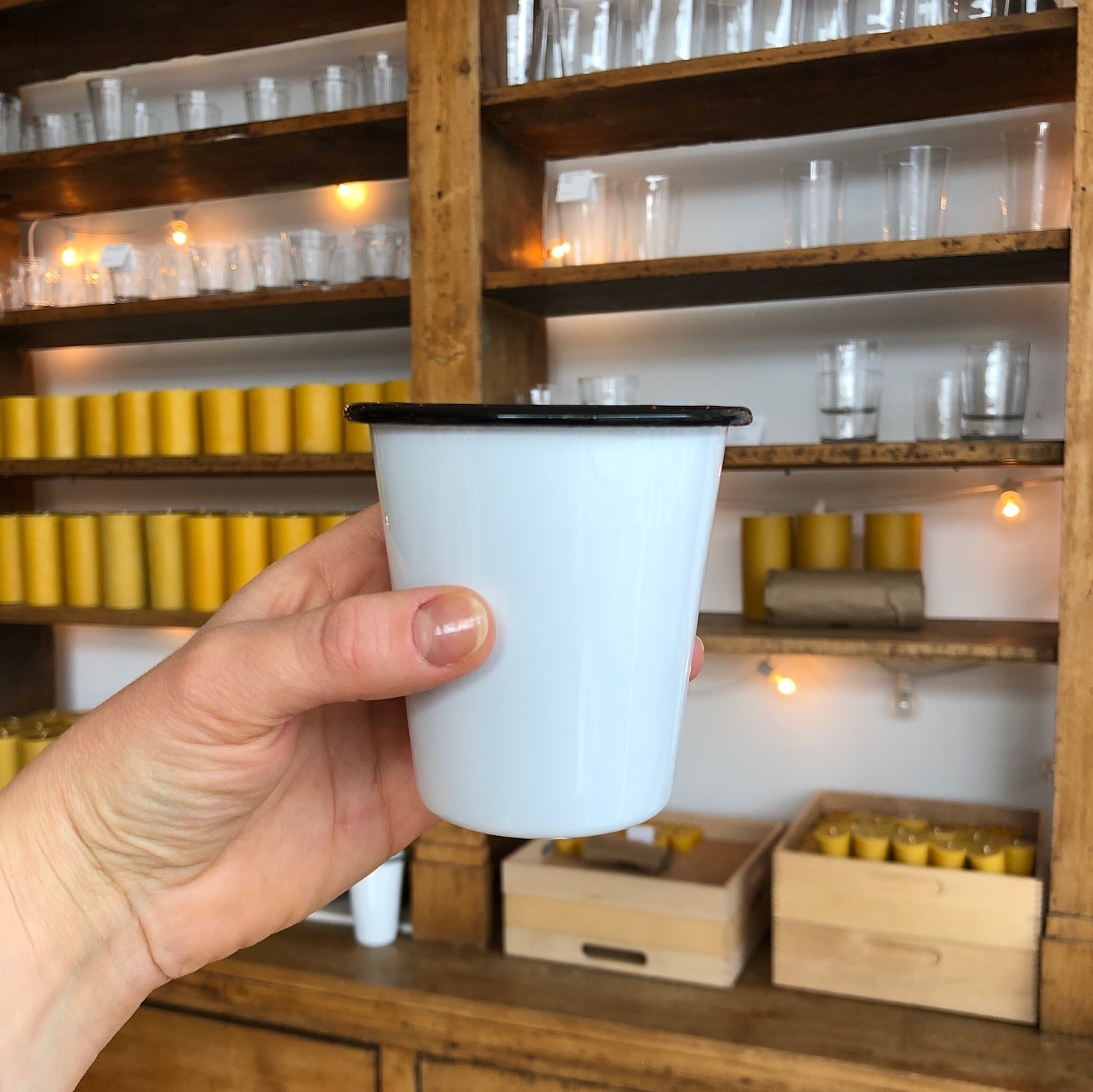 Black + White Enamel Short Tumbler - 10oz