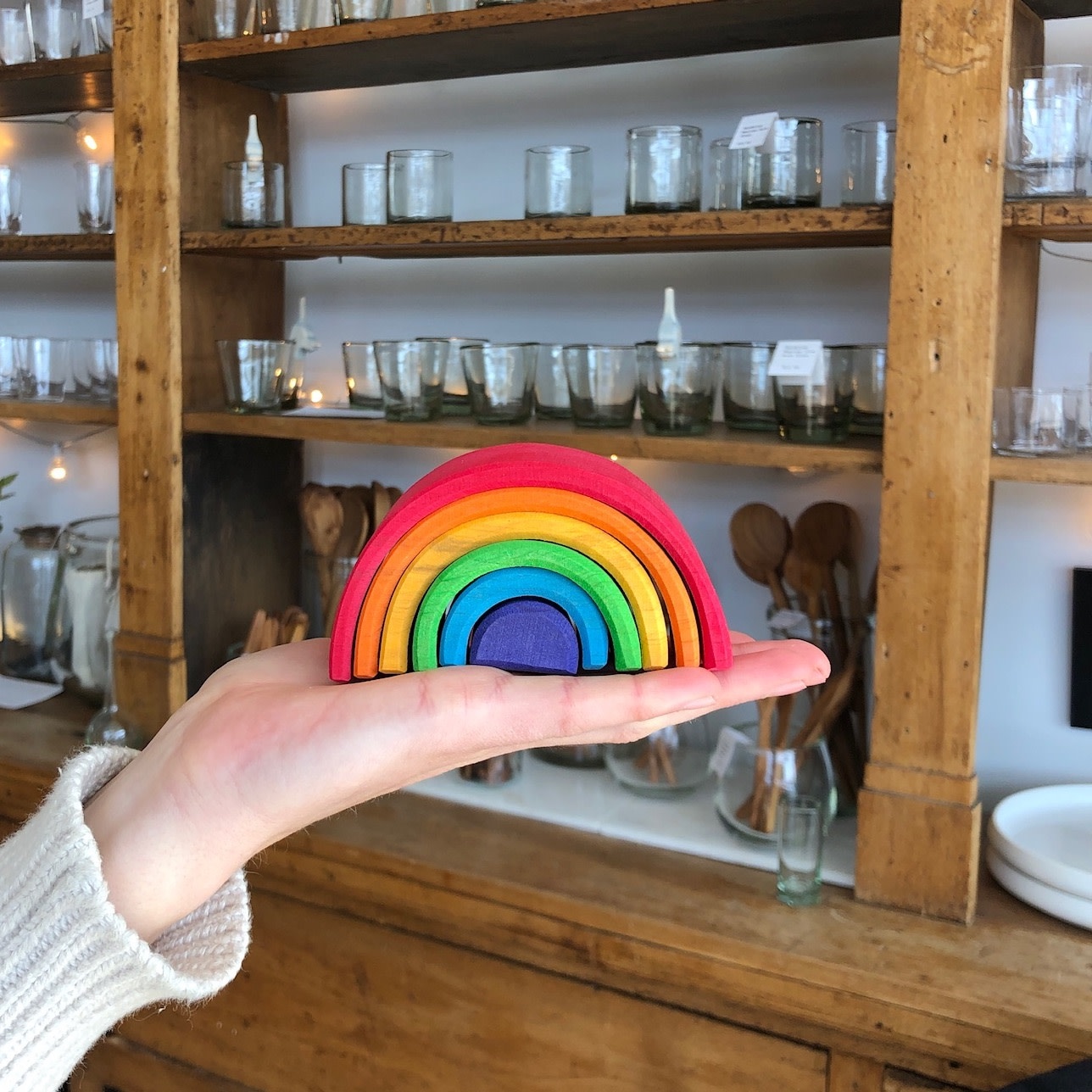 Grimm's Toys Grimm's Wooden Rainbow Small 6 Piece Set 4in