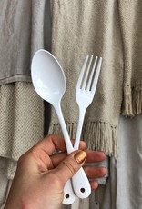 ELFIN Enamelware White Enamel Dessert Fork