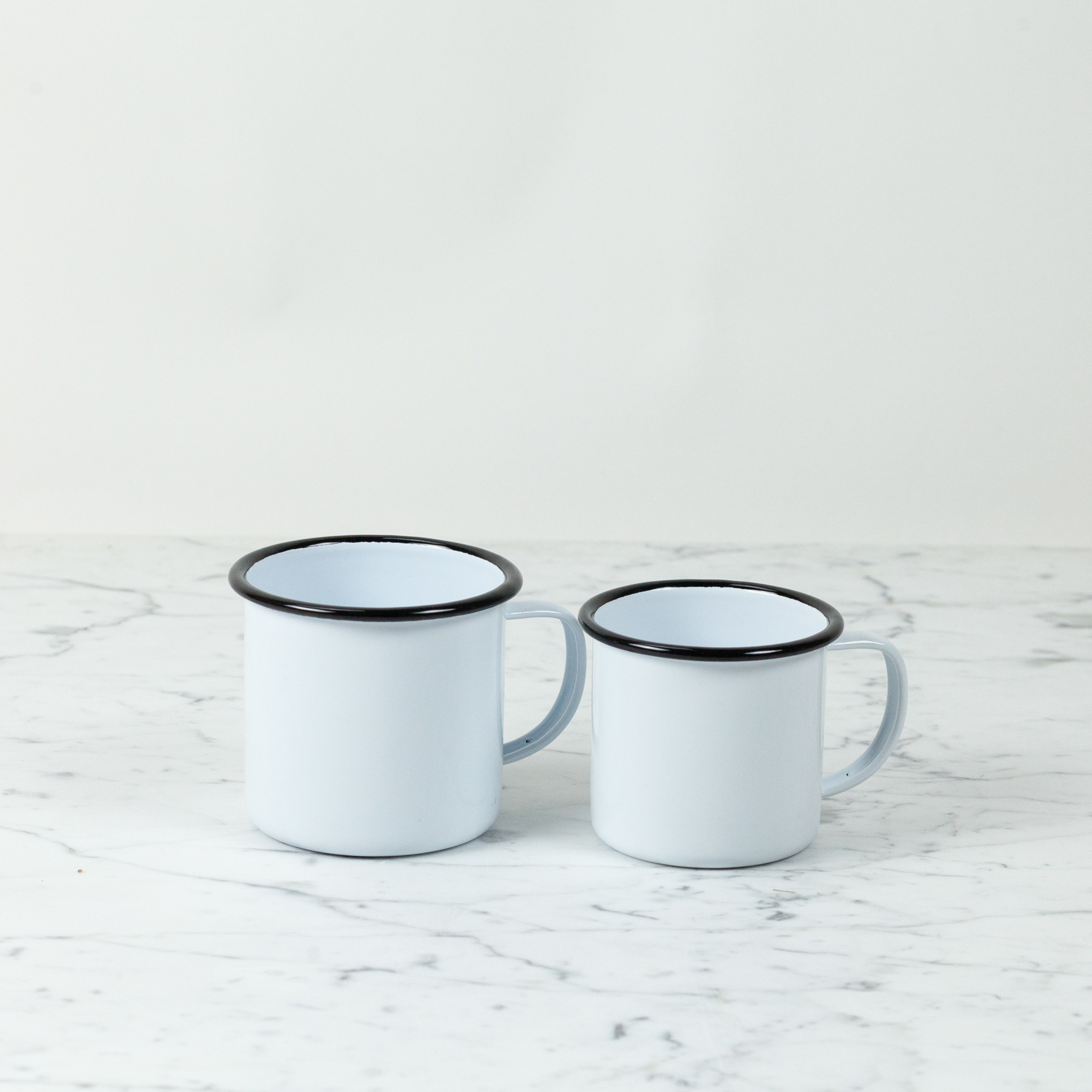 Black + White Enamel Medium Mug - 12 oz