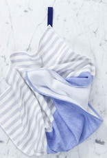 Square Towel with Hanging Loop - Blue Chambray & Grey Stripes - 19.5"