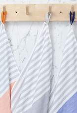 Square Towel with Hanging Loop - Blue Chambray & Grey Stripes - 19.5"