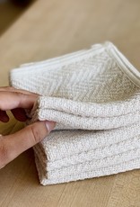 Ivory Herringbone Cotton Towel - Washcloth-10x10"