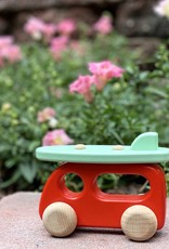 Rolling Wooden VW with Surfboard