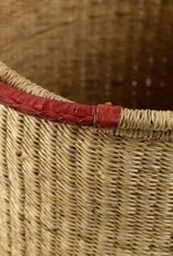 Tall Grass Hamper Basket with Leather Handle - Large - 19" x 18"