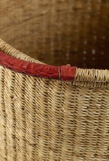 Tall Grass Hamper Basket with Leather Handle - Small - 17" x 14"