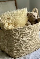 Natural Jute Rectangular Basket with Handles - 14" x 10" x 10"