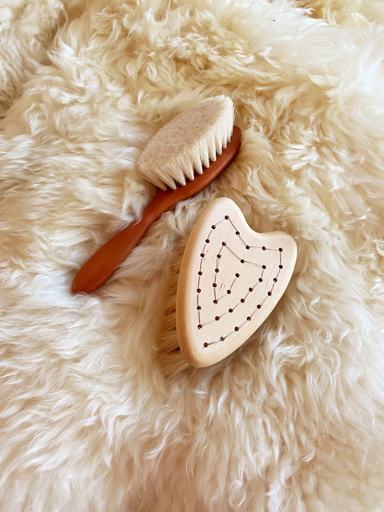 Small Soft Pearwood and Goat Hair Baby Hair Brush