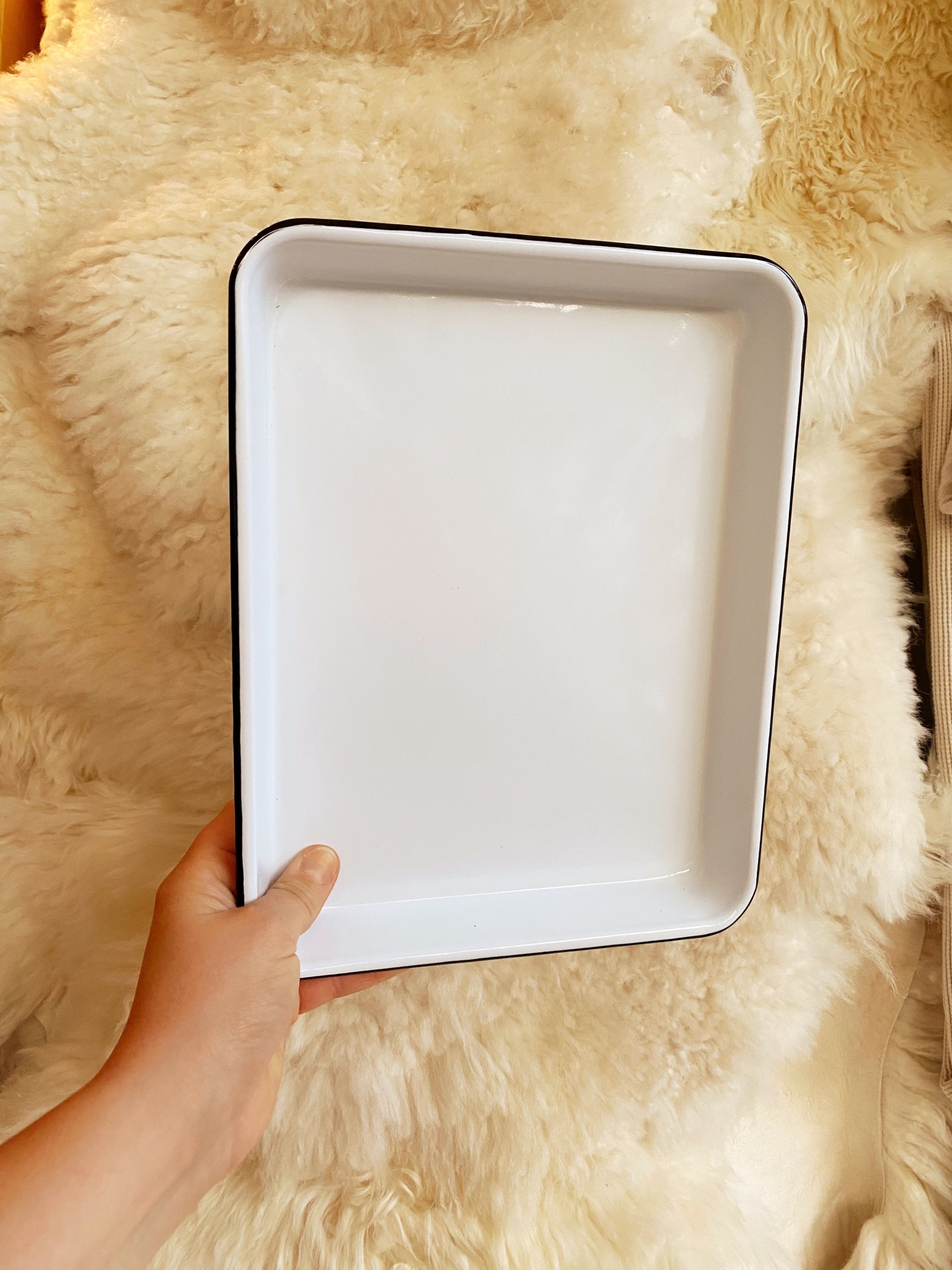 Black + White Enamel Baking or Serving Tray - 11 x 9"
