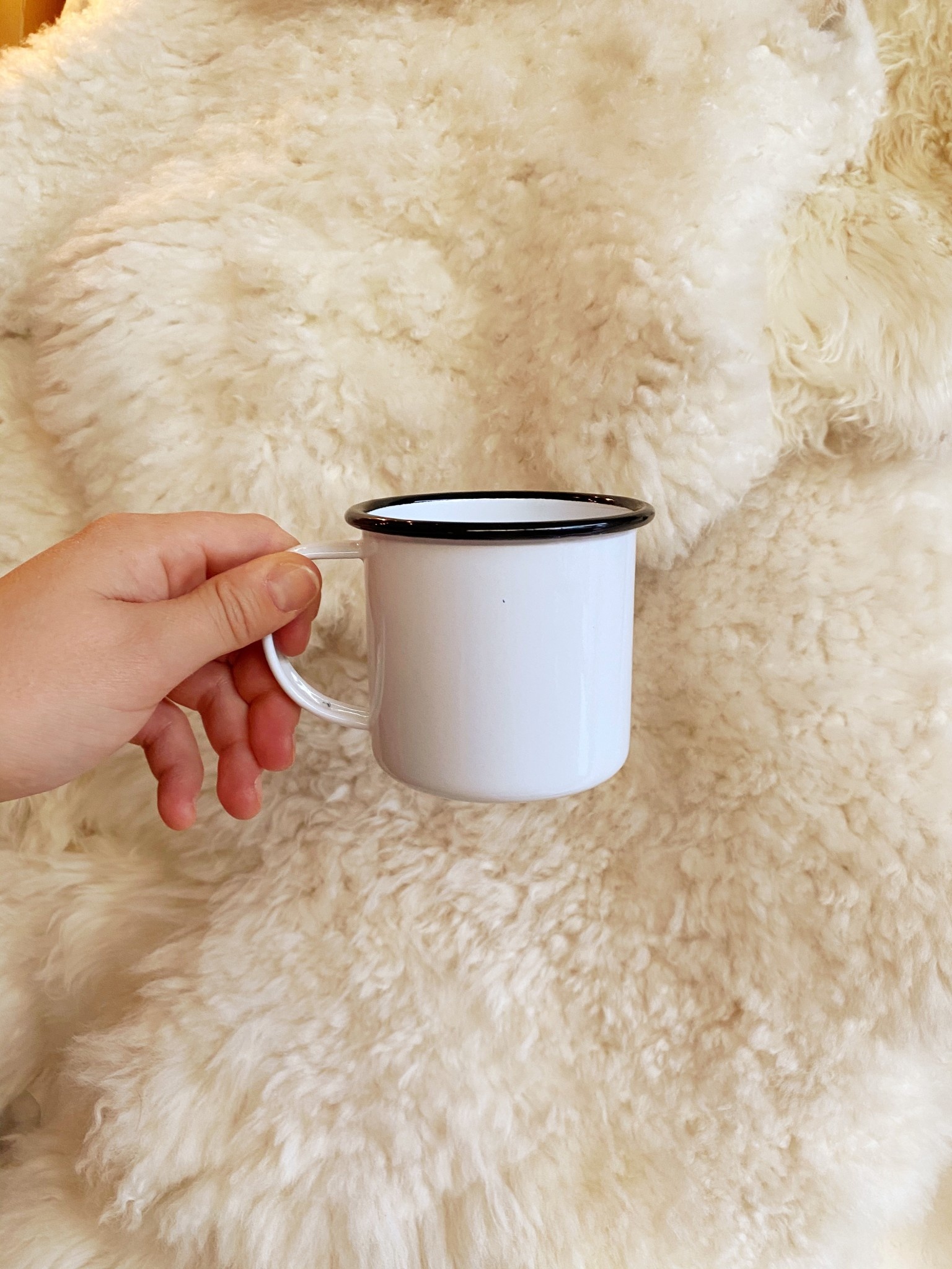Black + White Enamel Medium Mug - 12 oz