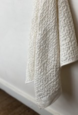 Japanese Lattice Waffle Hand Towel - Cotton + Linen - Ivory  33.5 x 15in