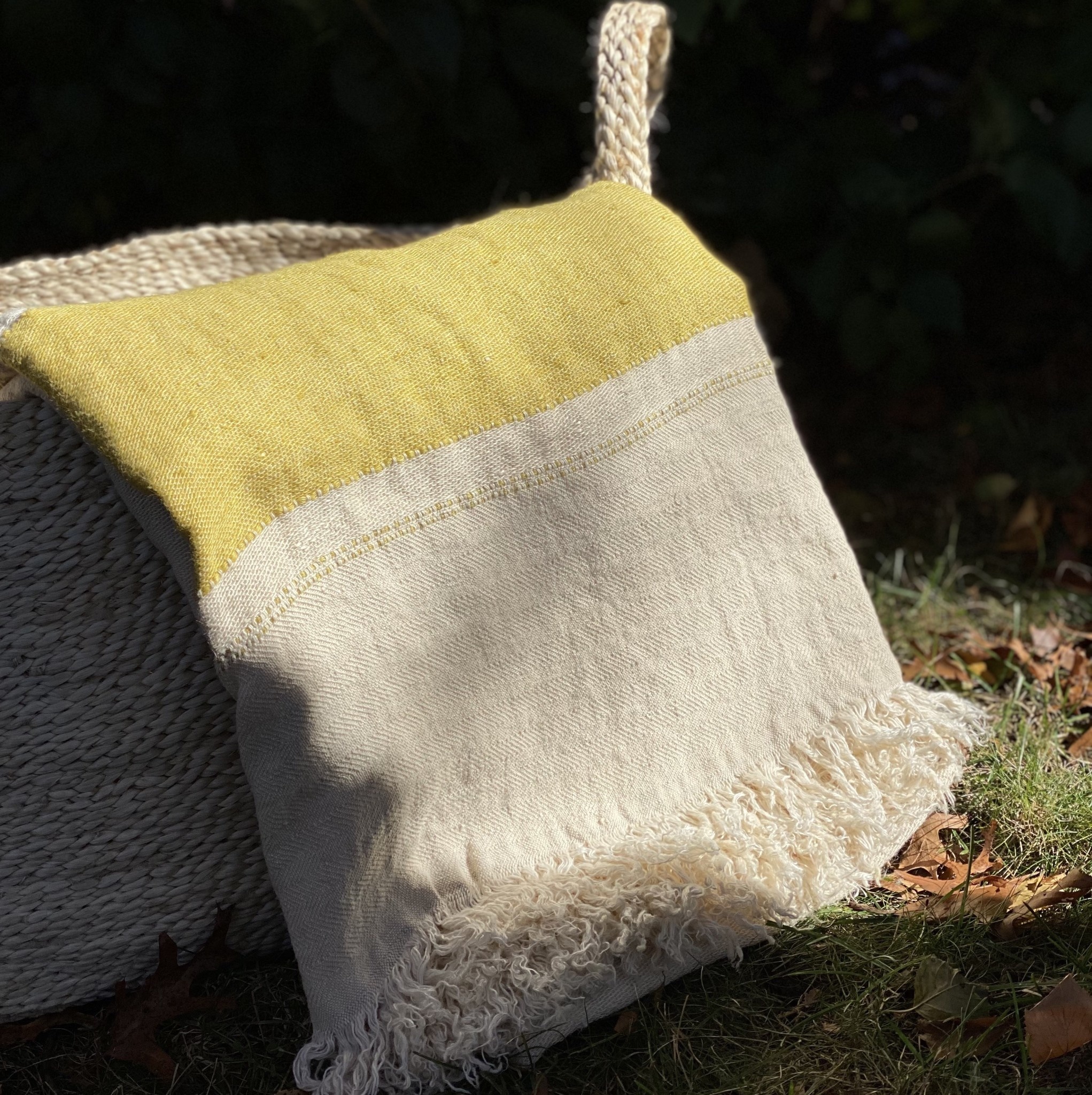 Belgian Linen Fouta Throw - Mustard Stripe - 43 x 71"