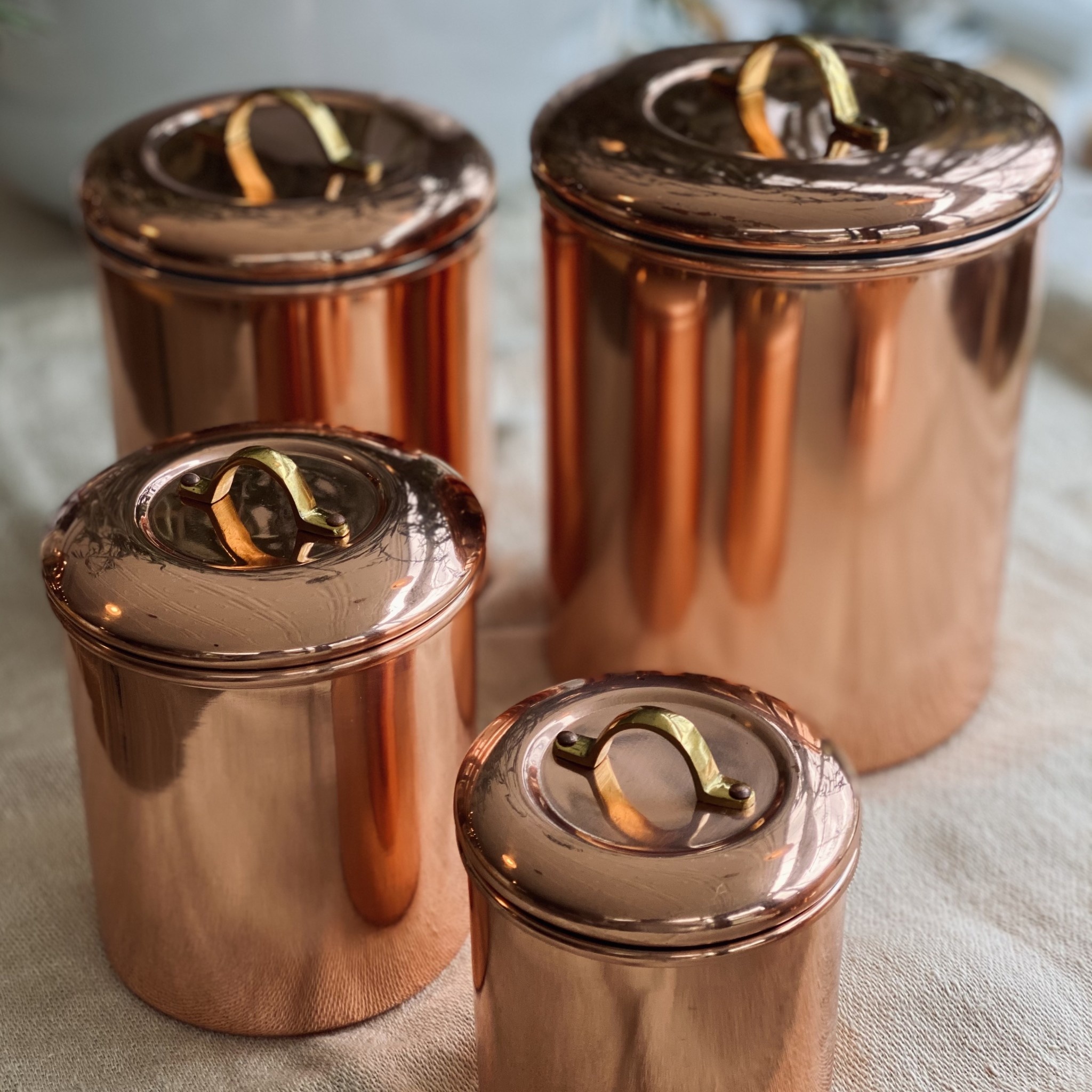 Copper Canister Brass Handle 1qt Extra Small - 4.75"