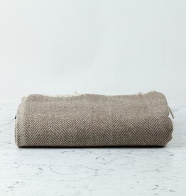 Recycled Wool Blanket - Natural Herringbone