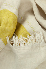 Belgian Linen Fouta Throw - Mustard Stripe - 43 x 71"