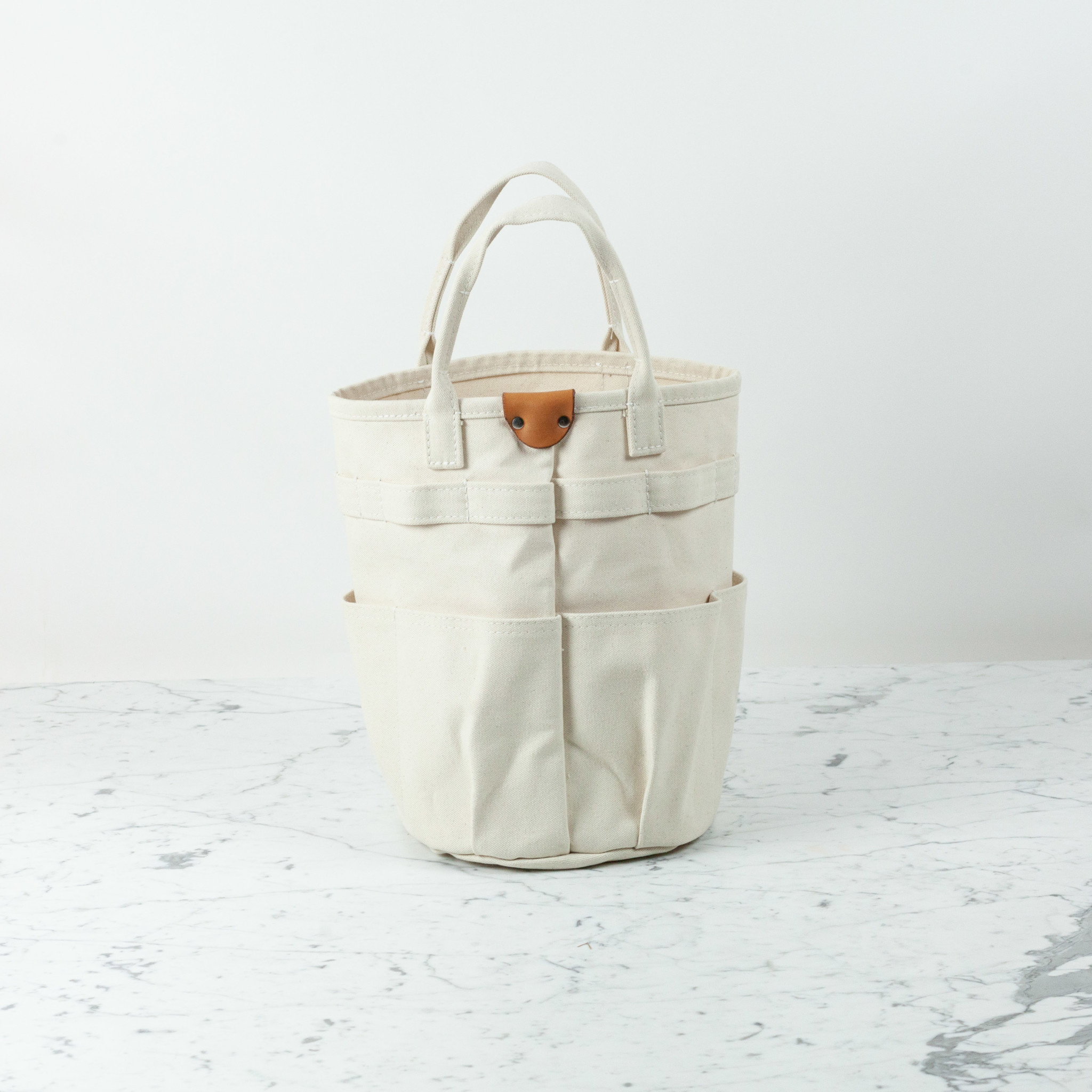 HeavyDuty Round Canvas Bucket Bag Tote with Handles