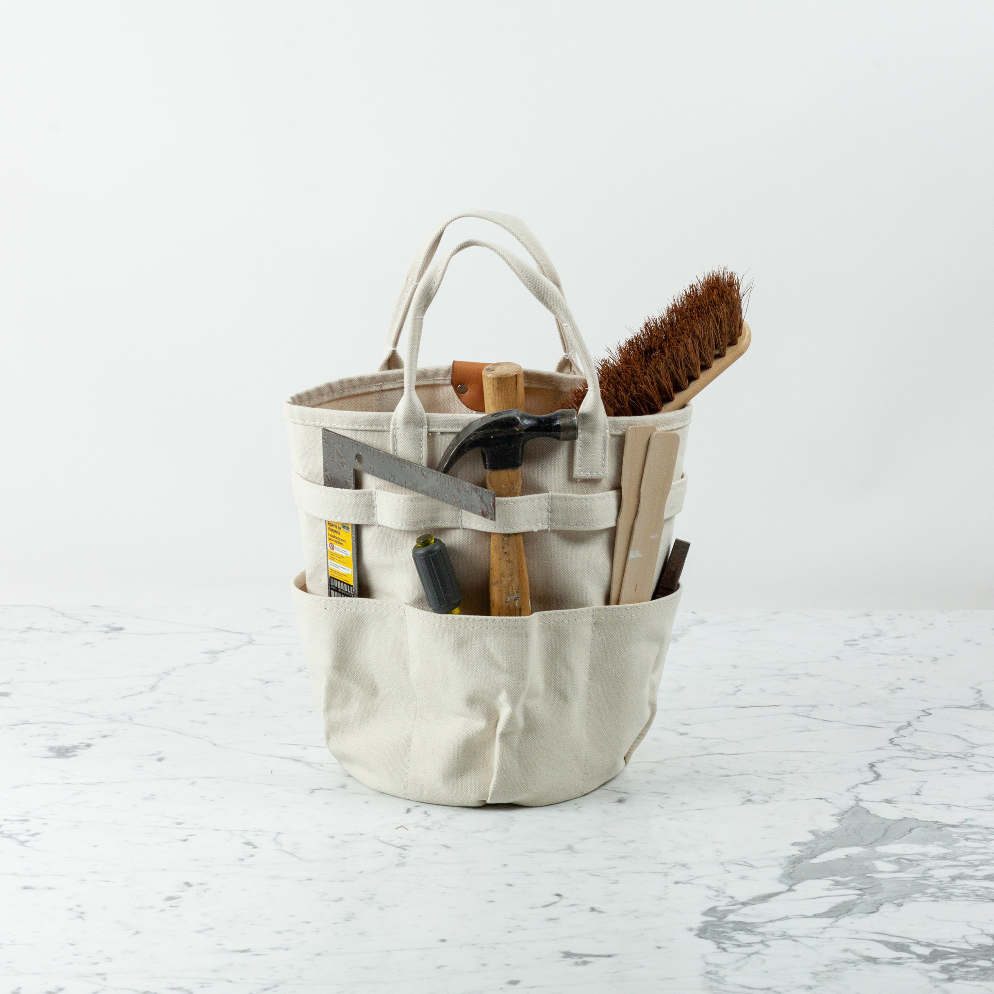 HeavyDuty Round Canvas Bucket Bag Tote with Handles