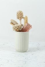 Fluted Wall Mounted Stoneware Vase or Utensil Holder - Cream - 5 x 6 3/4"