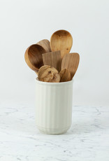 Fluted Wall Mounted Stoneware Vase or Utensil Holder - Cream - 5 x 6 3/4"