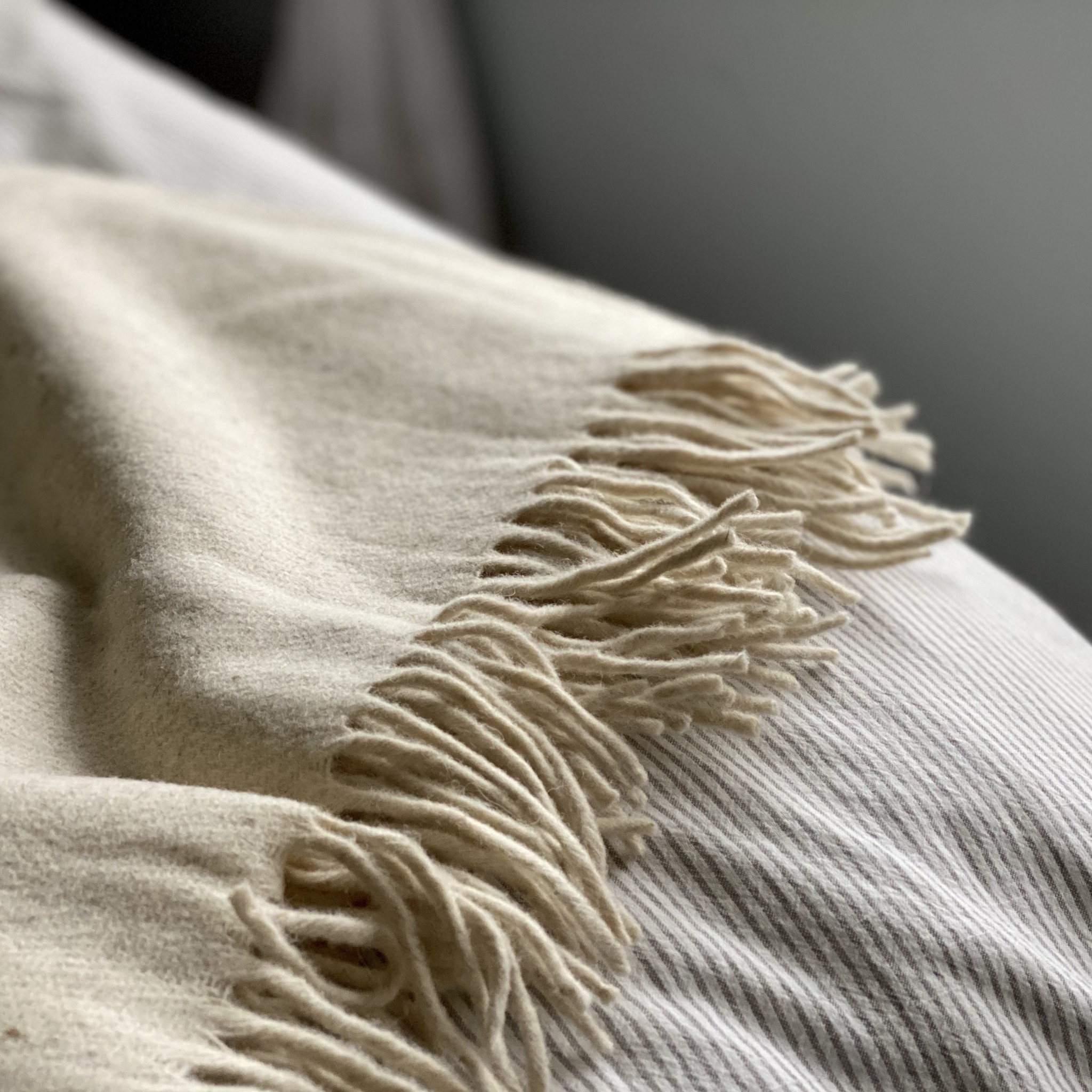 Rustic Wool Blanket Cream 43x86in