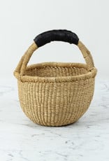 Children's Grass Bolga Basket with Leather Handle - 10"