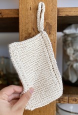 Hand Knit Organic Cotton Scrubbing Pad with Loop - Individual