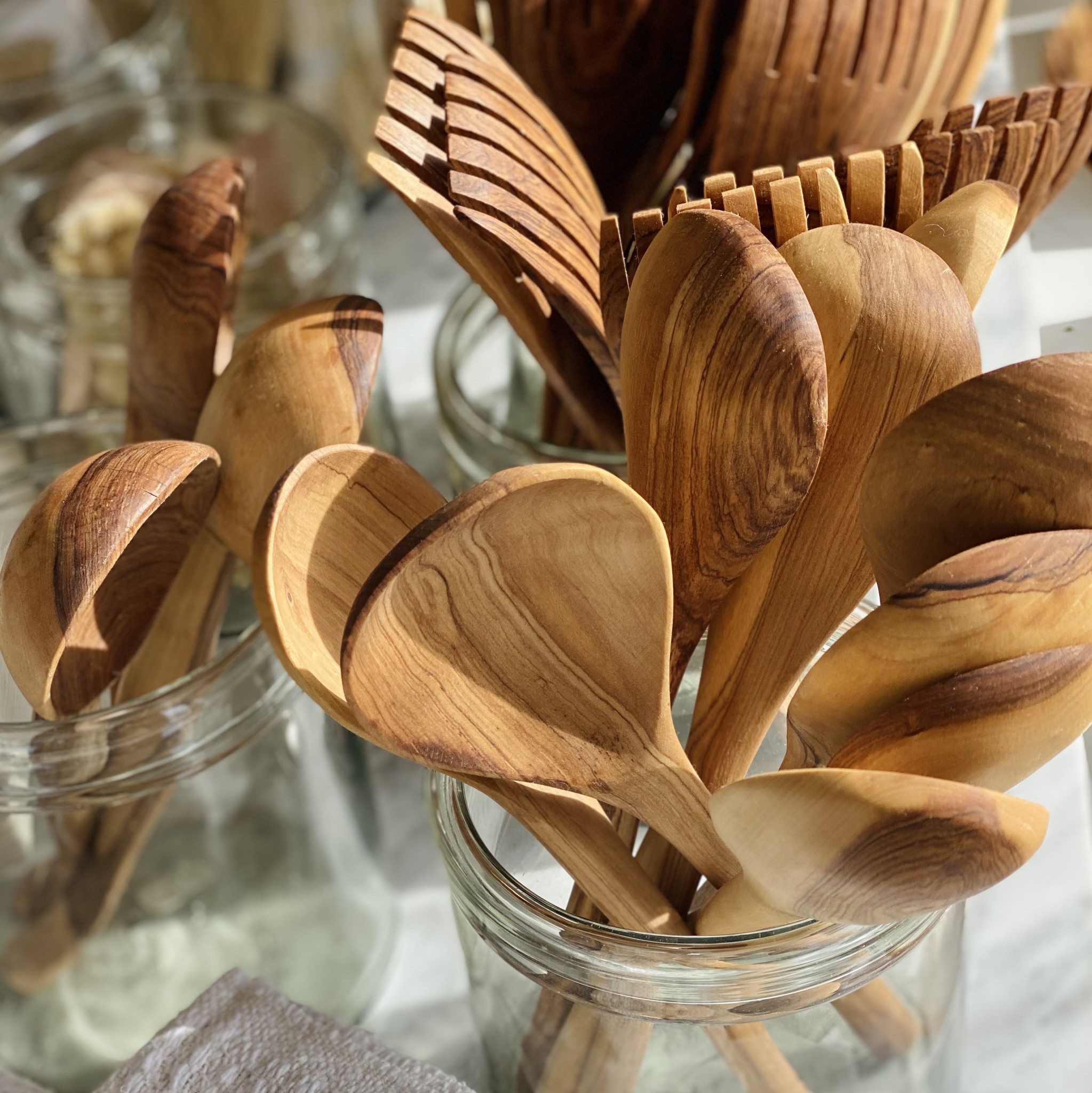 Kenyan Olivewood Deep Bowl Chunky Cooking Spoon - 11"