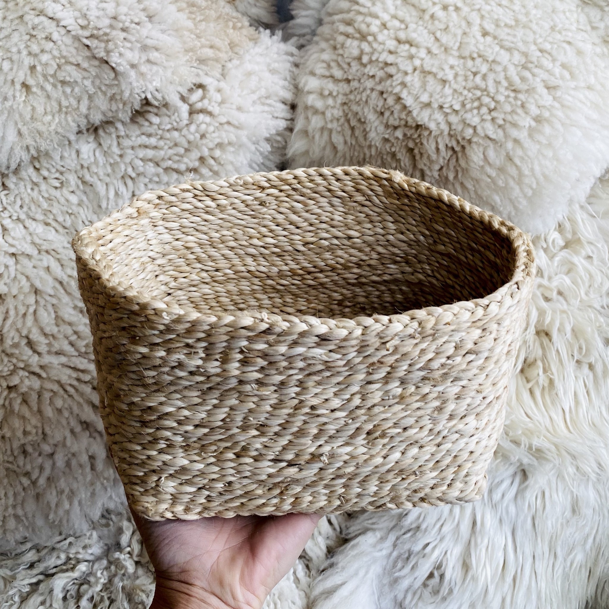 Jute Square Storage Basket  Low- 7 x 7 x 5"