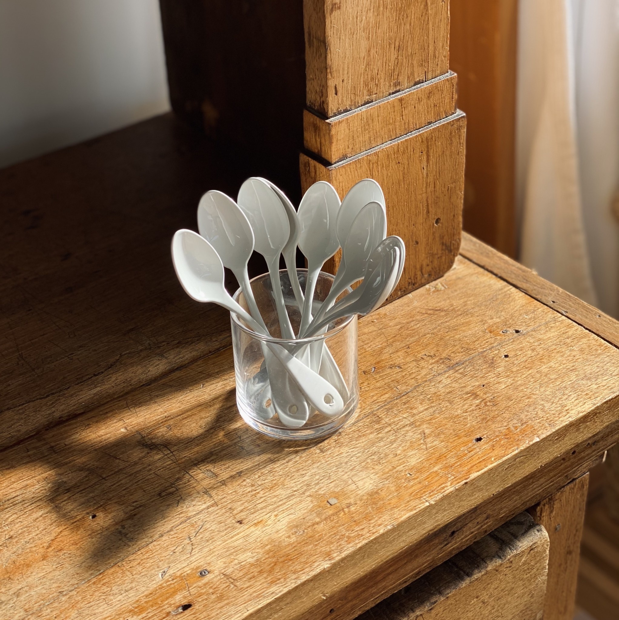ELFIN Enamelware White Enamel Tea Spoon 5.5"