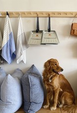 Square Towel with Hanging Loop - Blue Chambray & Grey Stripes - 19.5"