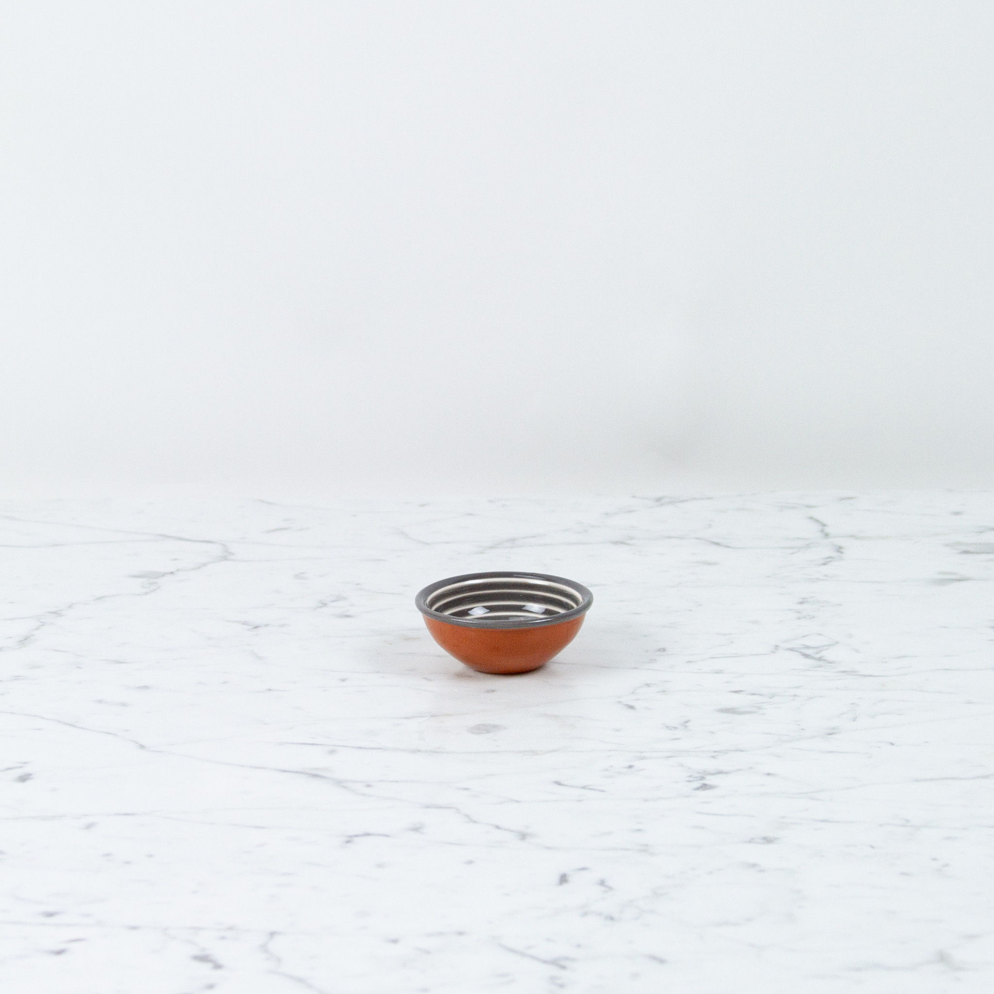 Portuguese Terracotta Grey and White Stripe Tiny Bowl
