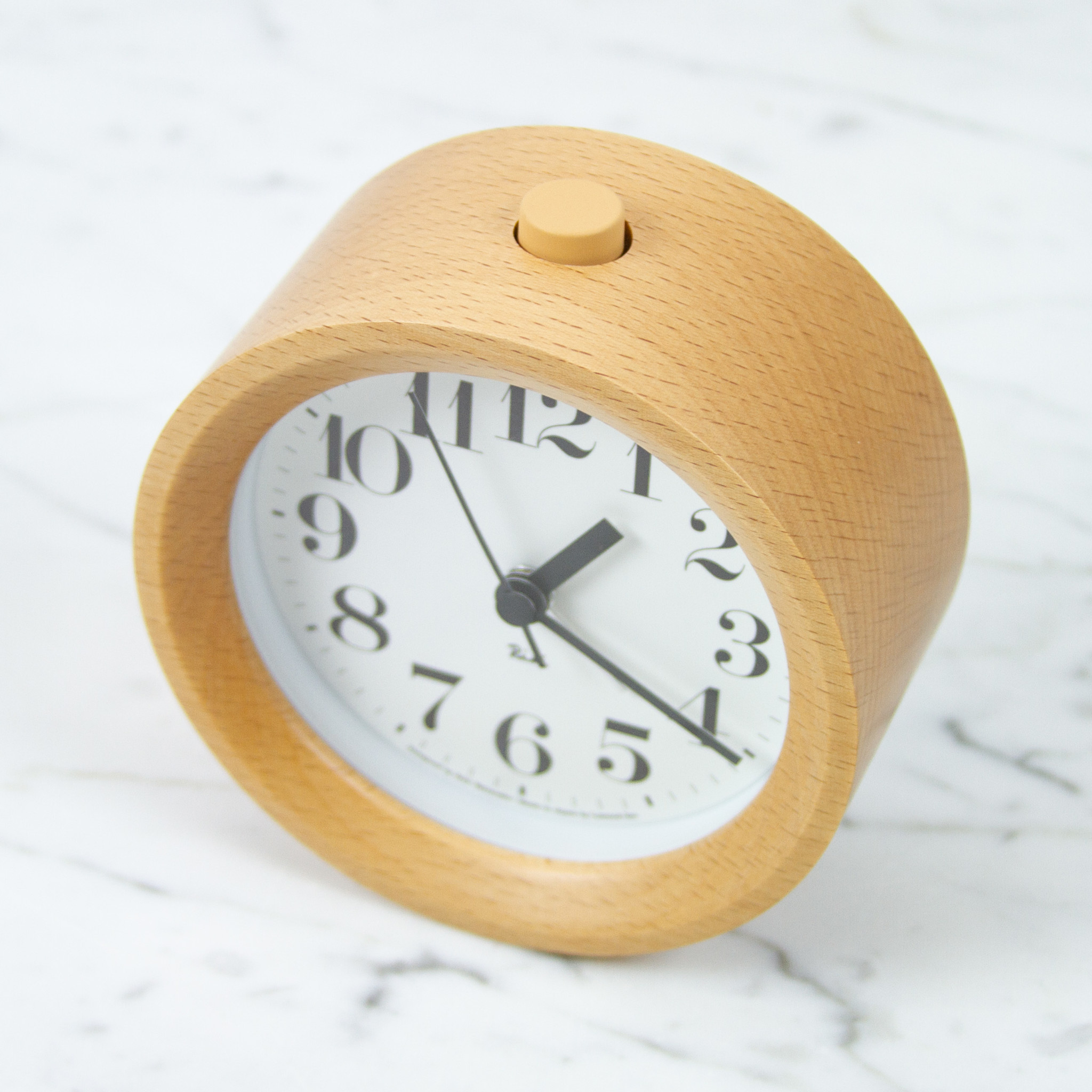 Lemnos Clocks Japanese Beechwood Riki Alarm Clock - Natural - 4.5"