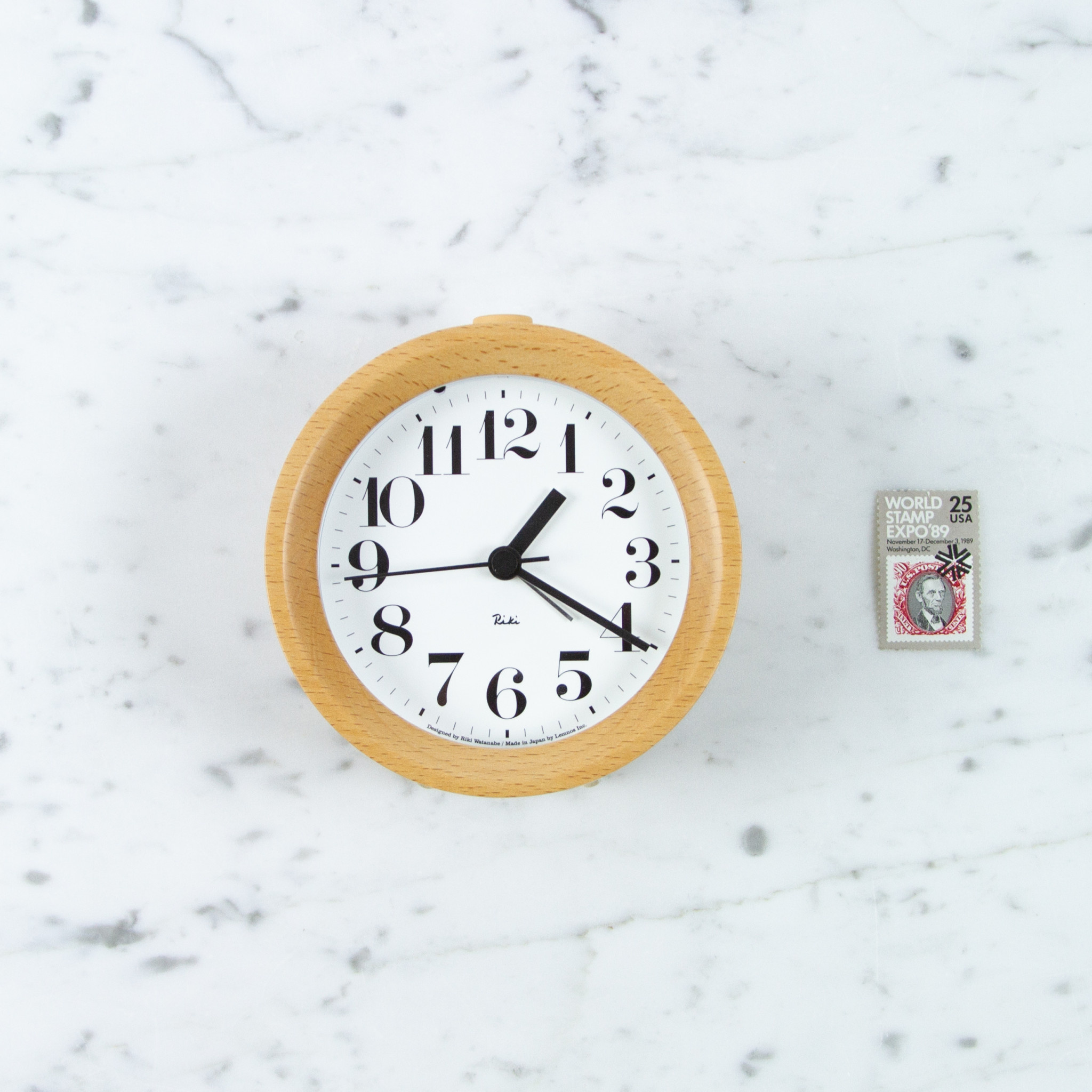 Lemnos Clocks Japanese Beechwood Riki Alarm Clock - Natural - 4.5"