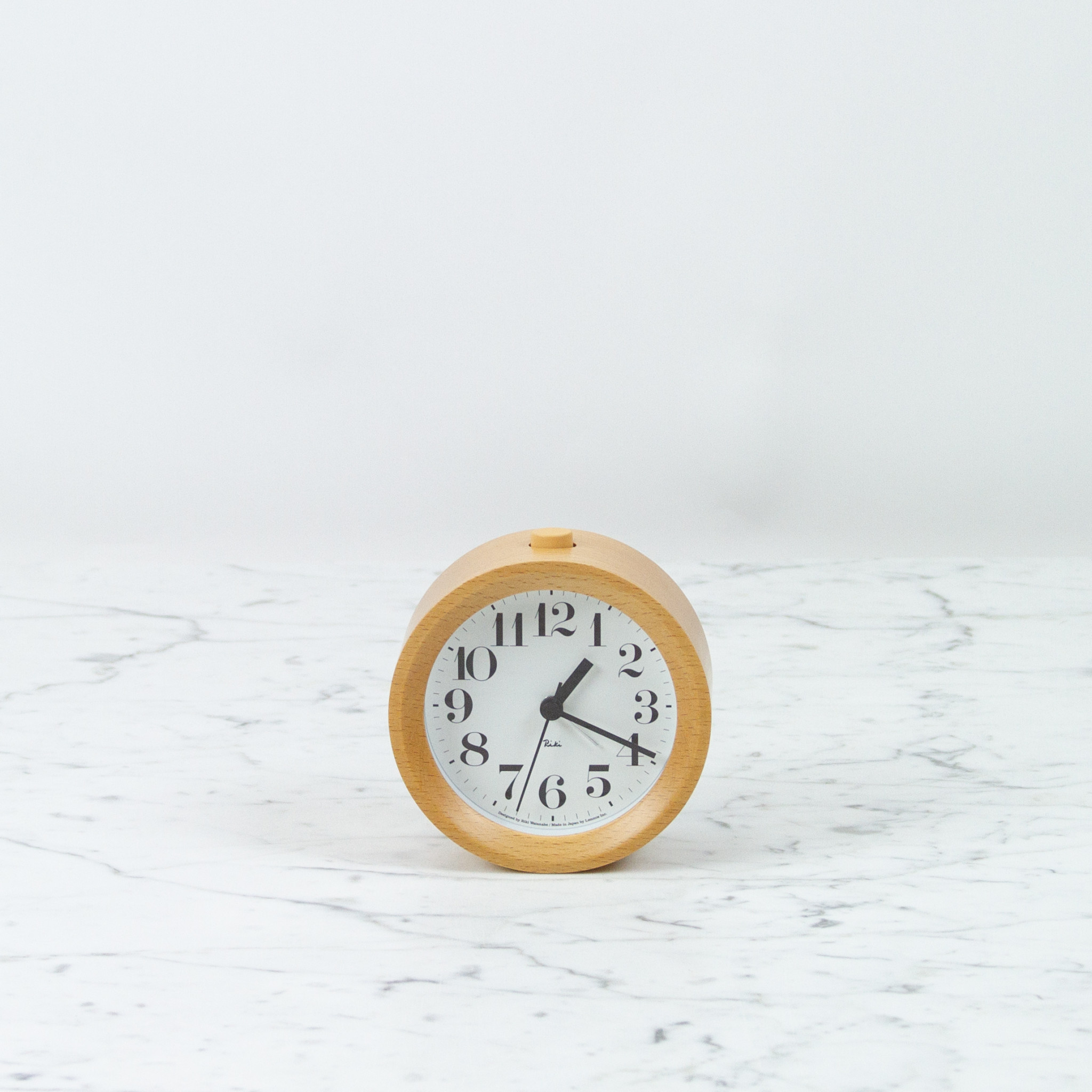 Lemnos Clocks Japanese Beechwood Riki Alarm Clock - Natural - 4.5"