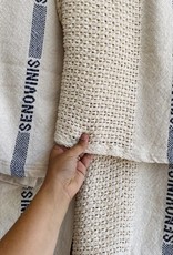 Lithuanian Senovinis Cream Knit Cotton Blanket - 51x80in