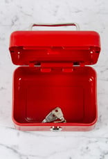 Italian Steel Money Cash Box with Lock - Red - 6"