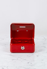Italian Steel Money Cash Box with Lock - Red - 6"