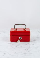 Italian Steel Money Cash Box with Lock - Red - 6"