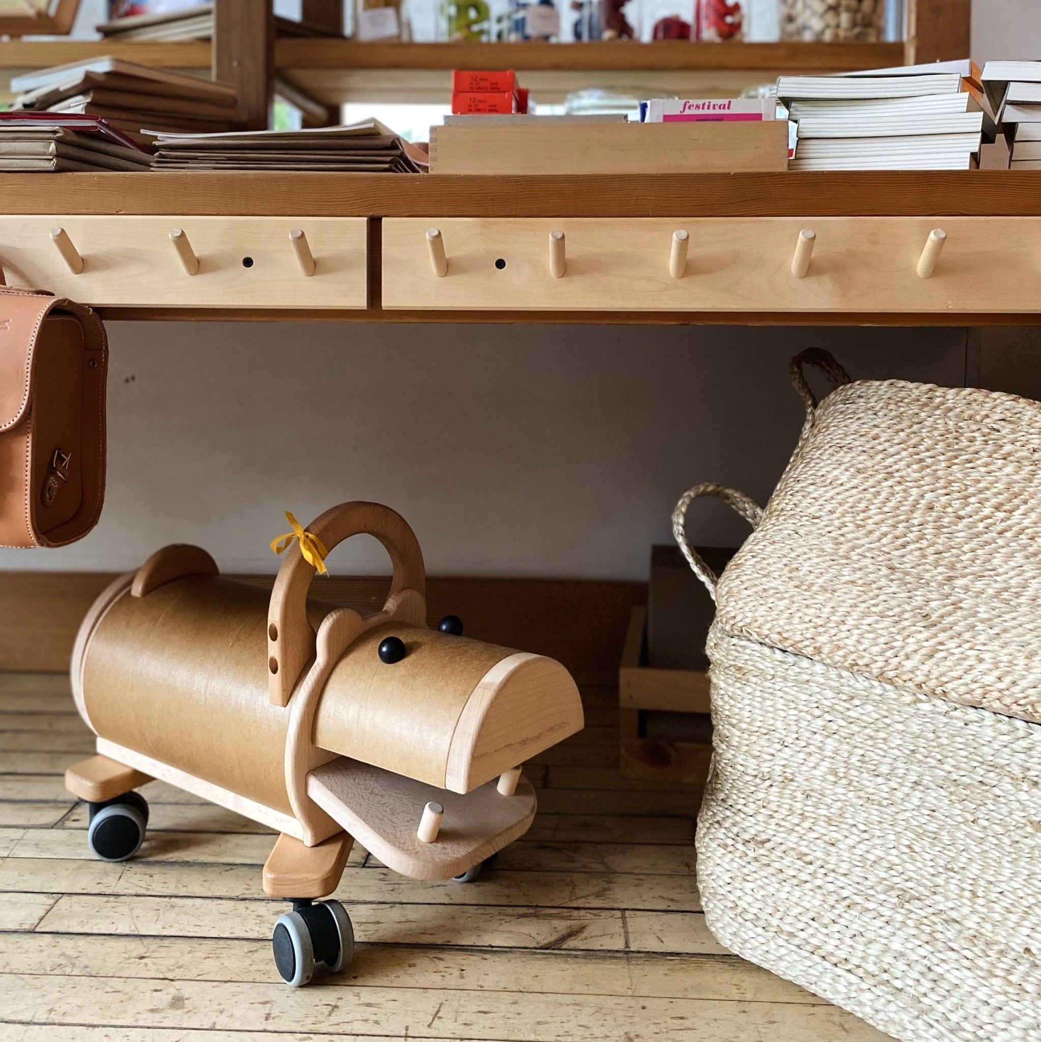 Ostheimer Toys Wooden Riding Hippo with Storage Rump