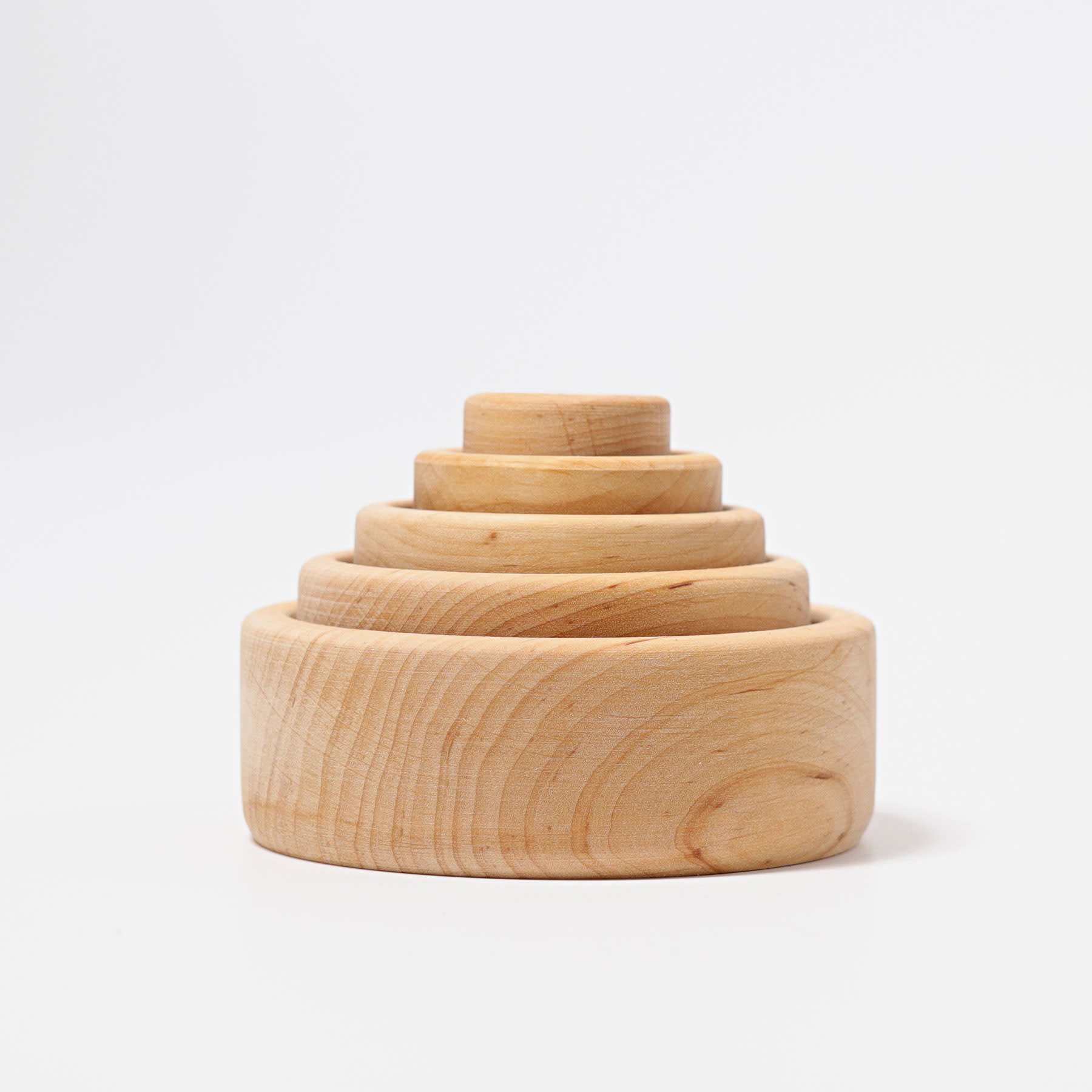 Grimm's Toys Set of 5 Stacking Wooden Bowls - Natural - 4"